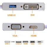 4 in 1 Hub USB-C / Type-C to VGA & DVI & HDMI & USB Adapter  For Galaxy S9 & S9 + & S8 & S8 + & Note 8 / HTC 10 / Huawei Mate 10 & Mate 10 Pro & P20 & P20 Pro / MacBook 12 inch / MacBook Pro