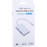 4 in 1 Hub USB-C / Type-C to VGA & DVI & HDMI & USB Adapter  For Galaxy S9 & S9 + & S8 & S8 + & Note 8 / HTC 10 / Huawei Mate 10 & Mate 10 Pro & P20 & P20 Pro / MacBook 12 inch / MacBook Pro