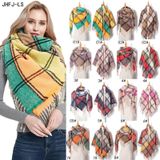Autumn & Winter Fringed Scarf Plaid Square Scarf Thickening Ladies Shawl  Size:145cm(LS-08 Red Yellow)