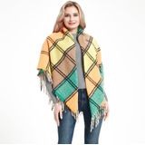 Autumn & Winter Fringed Scarf Plaid Square Scarf Thickening Ladies Shawl  Size:145cm(LS-08 Red Yellow)
