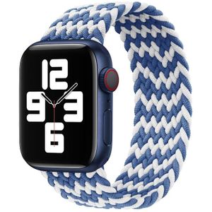 Nylon Single-turn gevlochten horlogeband voor Apple Watch Ultra 49 mm / serie 8&7 45 mm / SE 2&6&SE&5&4 44 mm / 3&2&1 42 mm  lengte: 165 mm (W blauw wit)