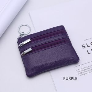 Genuine Leather Women Small Wallet Change Purses Zipper Card Holder Wallets(Purple)