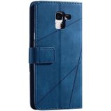 For Samsung Galaxy J6 Skin Feel Splicing Horizontal Flip Leather Case with Holder & Card Slots & Wallet & Photo Frame(Blue)