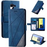 For Samsung Galaxy J6 Skin Feel Splicing Horizontal Flip Leather Case with Holder & Card Slots & Wallet & Photo Frame(Blue)