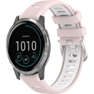 Voor Garmin Vivoactive4 22 mm sport tweekleurige stalen gesp siliconen horlogeband (roze + wit)