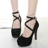 Vrouwen schoenen ronde teen stiletto hoge hakken  grootte: 35 (zwart)