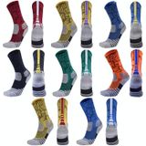 2 paar lengte buis basketbal sokken boksen roller schaatsen rijden sport sokken  maat: L 39-42 yards (oranje blauw)