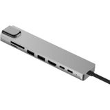 Aluminum Alloy 8 in 1 Multi HD USB 3.0 USB-C Hub Adapter Charging SD PD and TF RJ45 Card Reader Adapter for MacBook Pro Air