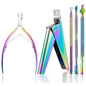 FABIYAN Nail Art Scissors Set Stainless Steel Nail Clippers Dead Skin Scissors Remover Steel Push  Specification: Set 1