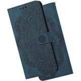 For Samsung Galaxy S21 FE 5G Mandala Embossed Flip Leather Phone Case(Blue)
