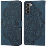 For Samsung Galaxy S21 FE 5G Mandala Embossed Flip Leather Phone Case(Blue)