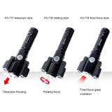 KS-739 USB Charging Waterproof T6+XPE Fixed Focus LED Flashlight with 4-Modes