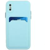 Card Slot Design Shockproof TPU Protective Case For iPhone XS Max(Sky Blue)