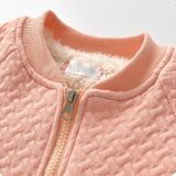 Herfst en Winter Boys and Girls Plus Velvet Dikke Lambs Casual Jacket Warm Top  Height:90cm (Roze)