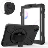 For Samsung Galaxy Tab A 8.4 2020 T307U Shockproof Colorful Silicone + PC Protective Case with Holder & Shoulder Strap & Hand Strap & Screen Protector(Black)