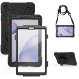 For Samsung Galaxy Tab A 8.4 2020 T307U Shockproof Colorful Silicone + PC Protective Case with Holder & Shoulder Strap & Hand Strap & Screen Protector(Black)