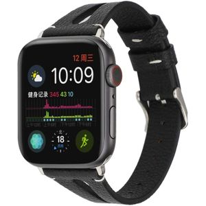 Simple V-shaped Leather Strap for Apple Watch Series 5 & 4 40mm / 3 & 2 & 1 38mm(Black)