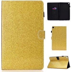 For Galaxy Tab A 8.0 & S Pen (2019) P200 Varnish Glitter Powder Horizontal Flip Leather Case with Holder & Card Slot(Gold)