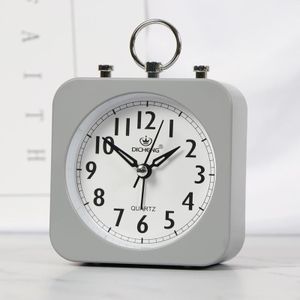 2 PCS Lazy Silent Small Alarm Clock Office Home Desktop Clock(Grey)