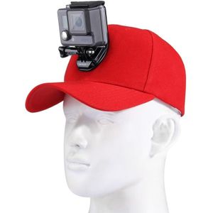 PULUZ Baseball Hat with J-Hook Buckle Mount & Screw for GoPro HERO9 Black / HERO8 Black /7 /6 /5  DJI OSMO Action  Xiaoyi and Other Action Cameras(Red)