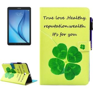 For Galaxy Tab E 9.6 / T560 Lucky Clove Pattern Horizontal Flip Leather Case with Holder & Wallet & Card Slots & Sleep / Wake-up Function & Pen Slot