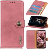 For Google Pixel 5 XL KHAZNEH Cowhide Texture Horizontal Flip Leather Case with Holder & Card Slots & Wallet(Pink)