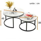 Two-in-one Coffee Table Wrought Iron Table Simple Modern Combination Small Round Table(Black Texture +White Texture)