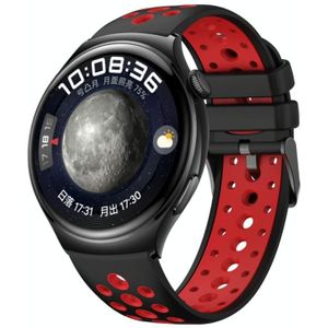 Voor Huawei Watch 4 siliconen horlogeband met twee kleuren rond gat (zwart rood)