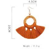 2 Pairs Ethnic Style Cotton Tassel Earrings Exaggerated Earrings Long Earrings(Orange )