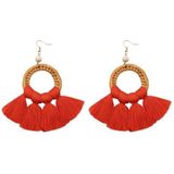 2 Pairs Ethnic Style Cotton Tassel Earrings Exaggerated Earrings Long Earrings(Orange )