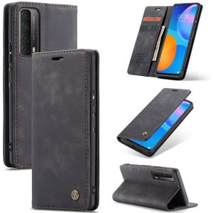 For Huawei P Smart 2021 CaseMe-013 Multifunctional Retro Frosted Horizontal Flip Leather Case with Card Slot & Holder & Wallet(Black)