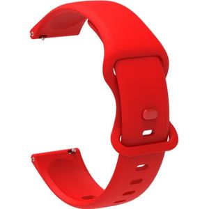 22mm For Garmin Venu / Samsung Galaxy Watch Active 2 Universal Inner Back Buckle Perforation Silicone Replacement Strap Watchband(Red)