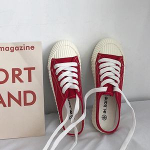 Dames Half Slippers Canvas Schoenen Antislip Sneakers  Maat: 39(Rood)