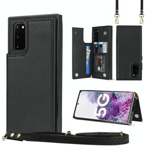 Voor Samsung Galaxy S20 Fe Cross-Body Square Double Buckle Flip Card tas TPU + PU Case met kaartslots & portefeuille en foto & riem