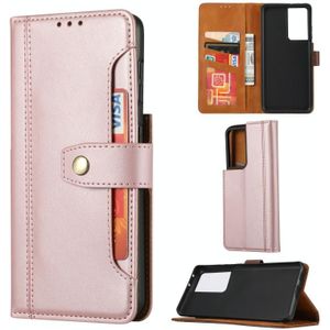 For Samsung Galaxy S30 Ultra Calf Texture Double Fold Clasp Horizontal Flip Leather Case with Photo Frame & Holder & Card Slots & Wallet(Rose Gold)