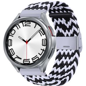 Voor Samsung Galaxy Watch 6 / 6 klassieke nylon gevlochten metalen gesp horlogeband (W zwart wit)