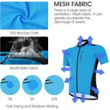 WEST BIKING YP0206163 Summer Polyester Mesh Breathable Sunscreen Cycling Jersey Zipper Sports Short Sleeve Top for Men (Color:Blue Size:XL)