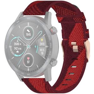 22mm Stripe Weave Nylon Wrist Strap Watch Band for Huawei GT / GT2 46mm  Honor Magic Watch 2 46mm / Magic (Red)