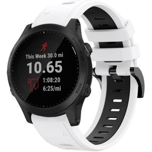 Voor Garmin Forerunner 945 22mm tweekleurige sport siliconen horlogeband (wit + zwart)