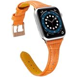 Crocodile Texture Leather Replacement Strap Watchband For Apple Watch Series 6 & SE & 5 & 4 40mm / 3 & 2 & 1 38mm(Orange)