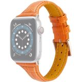 Crocodile Texture Leather Replacement Strap Watchband For Apple Watch Series 6 & SE & 5 & 4 40mm / 3 & 2 & 1 38mm(Orange)