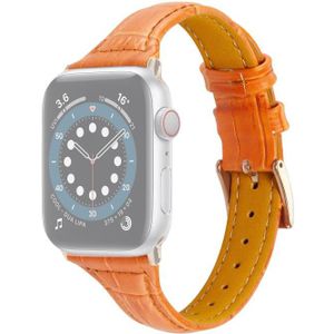 Crocodile Texture Leather Replacement Strap Watchband For Apple Watch Series 6 & SE & 5 & 4 40mm / 3 & 2 & 1 38mm(Orange)