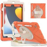 Silicone + PC Beschermhoes Met Houder & Schouderriem Voor Ipad 10.2 2021/2020 / 2019 (Coral Orange)