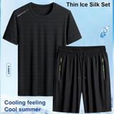 Zomer heren T-shirt korte broek sportpak casual fitness tweedelige set  maat: XXXL (witte top + zwarte shorts)