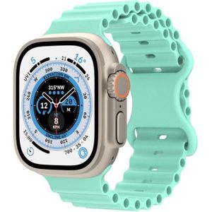 Ocean Style Silicone Watch Band For Apple Watch Ultra 49mm / Series 8&7 45mm / SE 2&6&SE&5&4 44mm / 3&2&1 42mm(Green)