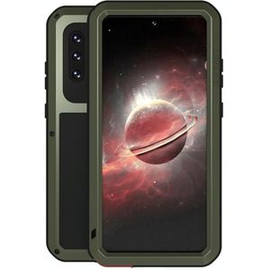 For Samsung Galaxy A72 5G / 4G LOVE MEI Metal Shockproof Waterproof Dustproof Protective Case with Glass(Army Green)