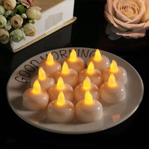 12 PCS  Waterproof Candles SPA Shower Water Decorative Candle Lights LED Floating Candles(Yellow Light)
