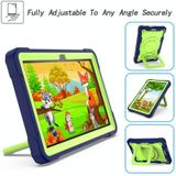 For Amazon Kindle Fire HD 8 (2020) Contrast Color Shockproof Robot Silicone + PC Case with Wristband Holder(Navy Blue + Yellow-green)