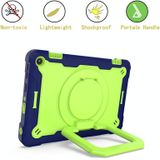 For Amazon Kindle Fire HD 8 (2020) Contrast Color Shockproof Robot Silicone + PC Case with Wristband Holder(Navy Blue + Yellow-green)