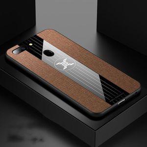 For OPPO R15 Standard Edition XINLI Stitching Cloth Textue Shockproof TPU Protective Case(Brown)